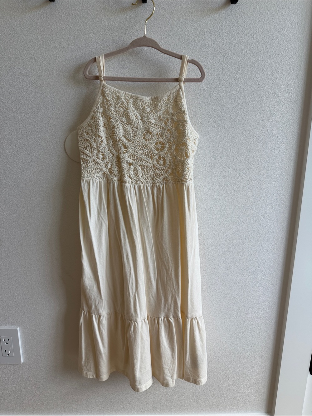Old Navy Cream Crochet-Top Midi Dress